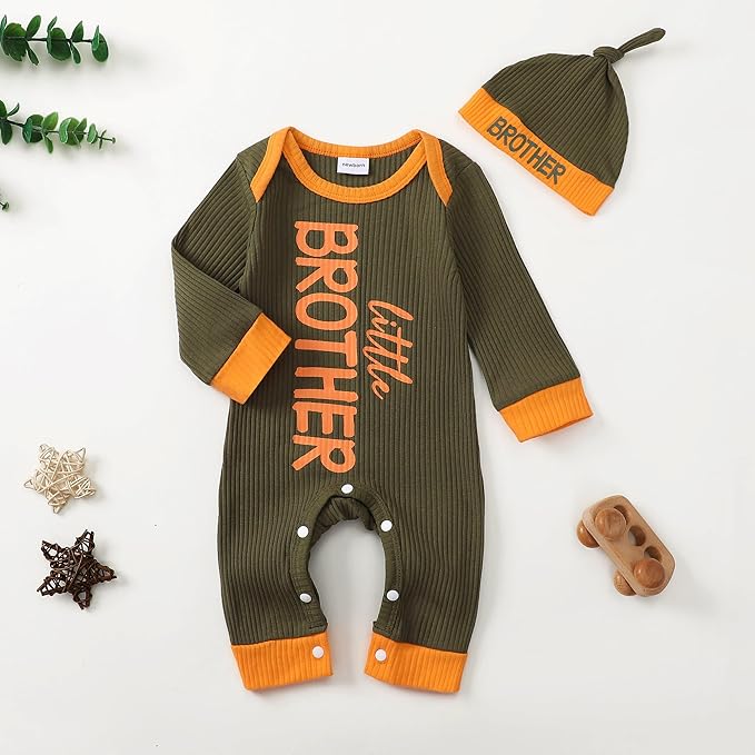 NZRVAWS Baby Boy Clothes Preemie Infant Boy Bear Outfits Jumpsuit Bodysuit Letter Print Romper
