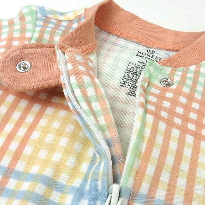 HonestBaby Non-Slip Footed Pajamas One-Piece Sleeper Zip-Front Pjs 100% Organic Cotton for Baby Girls