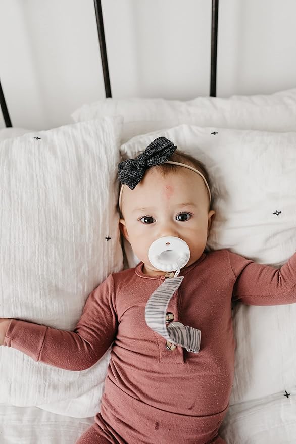 Copper Pearl Pacifier Clip 3-Pack: Premium Knit Binky Clips for Baby Girls and Boys - Stylish Stainless Steel Pacifier Holder Clip - Baby Pacifier Clips for No More Floor Drops - Zara