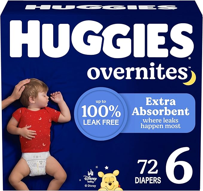 Huggies Size 6 Overnites Baby Diapers: Overnight Diapers, Size 6 (35+ lbs), 72 Ct, Packaging May Vary
