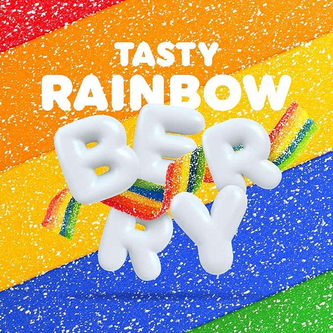 Airheads Xtremes Belts, Halloween Trick or Treat Sweetly Sour Candy, Rainbow Berry, Individually Wrapped Bulk Candy for Adults & Kids, Non-Melting, Party Bag, 2 oz (Pack of 18)