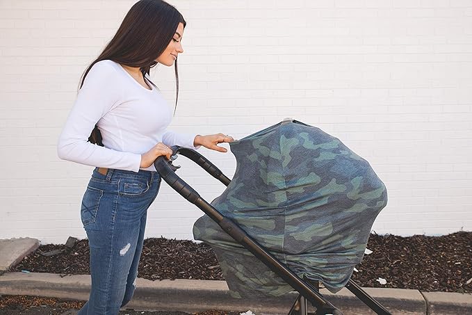 Copper Pearl Multi-Use Cover: Car Seat Covers, Nursing Cover, and Stroller Cover for Sun - Stretchy Fabric, All-Season Use, Stylish Designs, Easy Access for Moms - Hunter