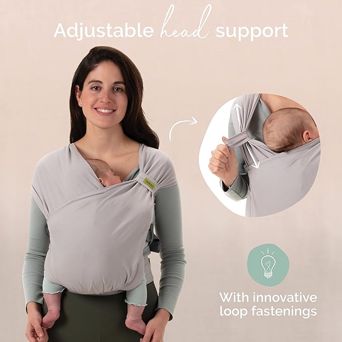Boba Bliss Pre-Wrapped Baby Carrier with Buckle - Newborn to 7-35 lbs Light, Breathable & Easy to Adjust Hybrid Infant Sling & Toddler Carrier - Certified Hip-Healthy for 0-18 Months - Gray