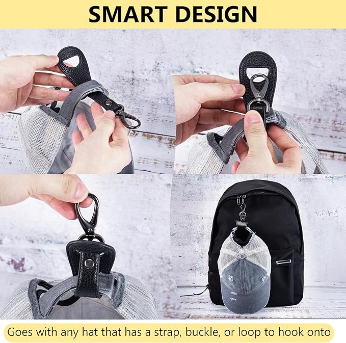 Hat Clip for Travel, Hands-Free Bag, Backpack, Purse, and Hiking Gear Clip-on Holder Strap for Baseball, Snapback, and Ponytail Caps