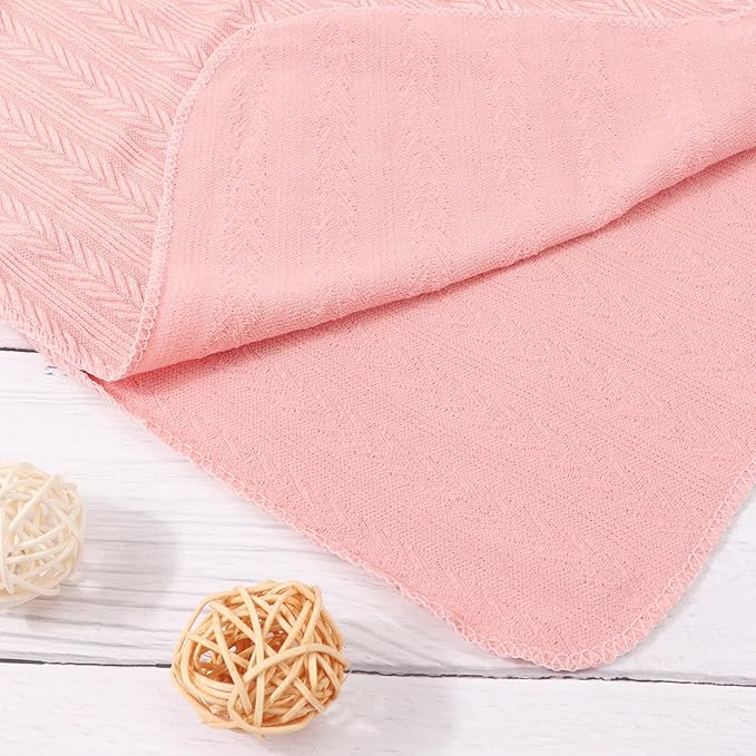 Newborn Receiving Blanket with Bow Hat Mittens Wooden Card Set Wheat-Pattern Newborns Toddler Baby Boy Girl Nursery Swaddle Wrap