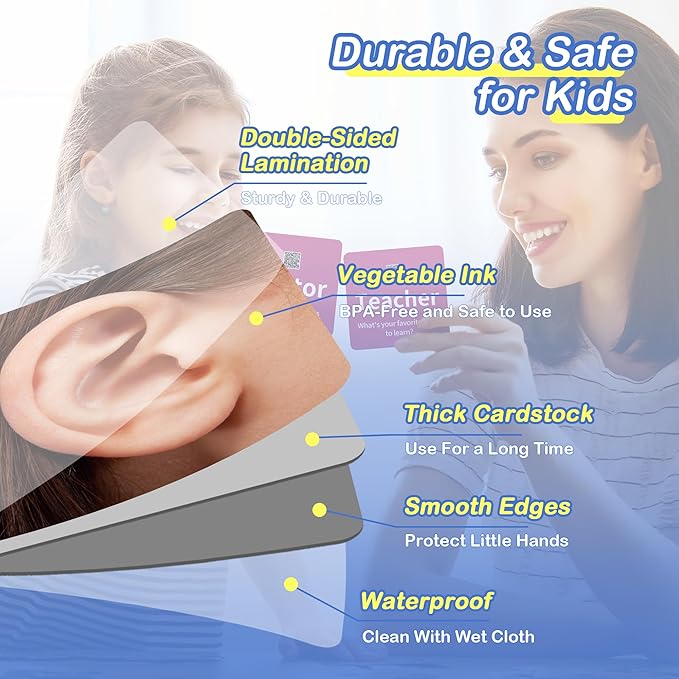 301 Thick Flash Cards for Toddlers, 4-Level Language Builder Real Life Photos Flashcards for Speech Therapy and Preschool Learning Activities, Speech Therapy Materials, ESL Teaching