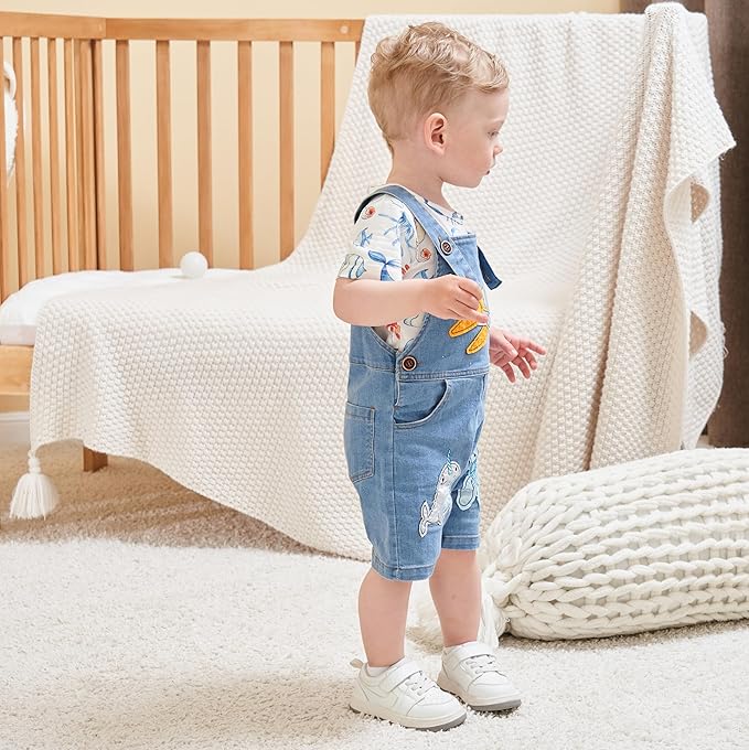 Cute Baby Boy Clothes Suit Toddler Boys' Striped long Sleeve T-Shirt+Denim Overalls Jumpsuit Pants Outfits Sets