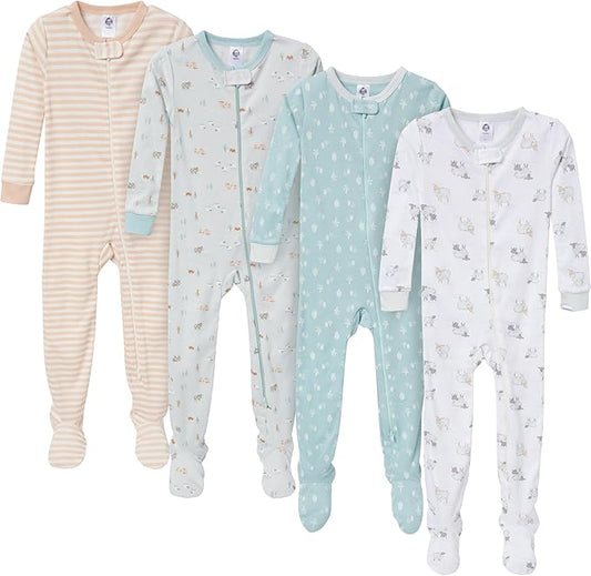 Gerber baby-boys Baby-boys 4-pack Footed Pajamas