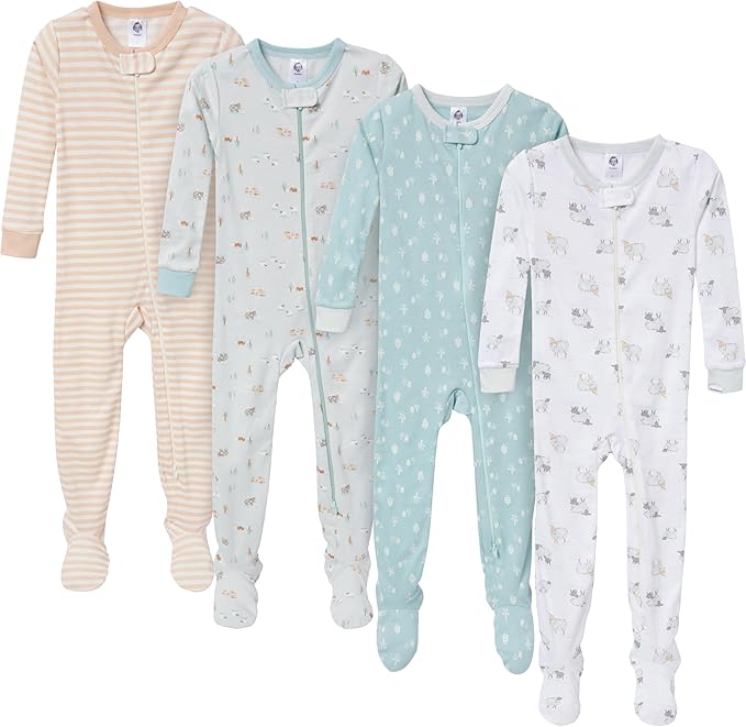 Gerber baby-boys Baby-boys 4-pack Footed Pajamas