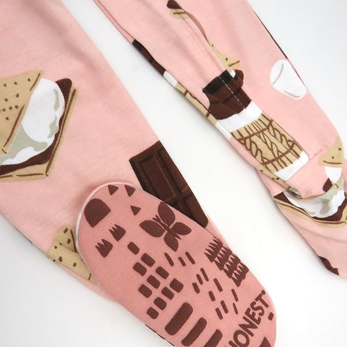 HonestBaby Non-Slip Footed Pajamas One-Piece Sleeper Zip-Front Pjs 100% Organic Cotton for Baby Girls