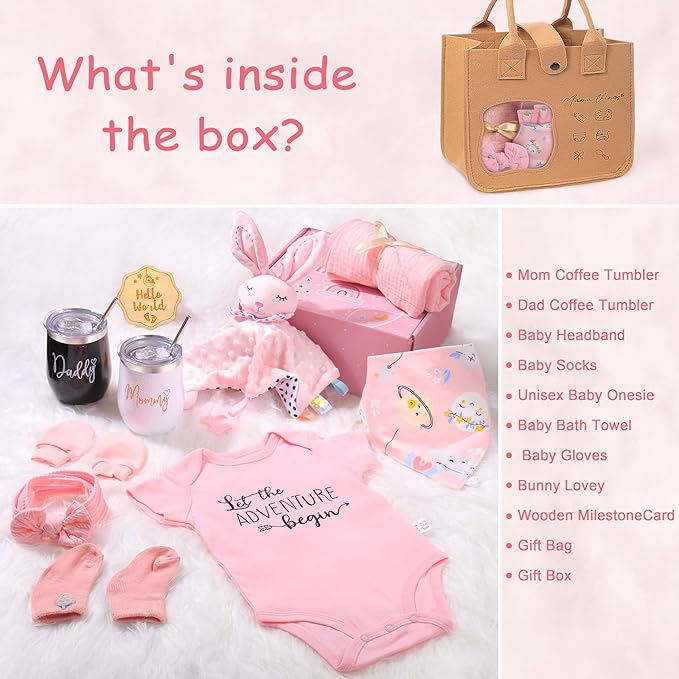 New Mom Gifts for Women, Pregnancy Gift for New Parents Gender Reveal Gifts with Mom and Dad Tumbler Set for First Time Moms