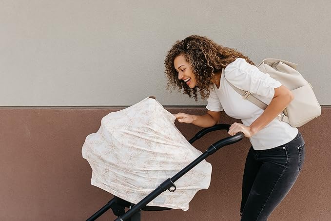 Copper Pearl Multi-Use Cover: Car Seat Covers, Nursing Cover, and Stroller Cover for Sun - Stretchy Fabric, All-Season Use, Stylish Designs, Easy Access for Moms - Kiana