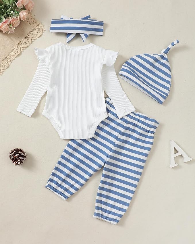 Renotemy Newborn Baby Girl Clothes Outfits Infant Romper Ruffle Floral Pants Cute Toddler Baby Girl Clothes Set