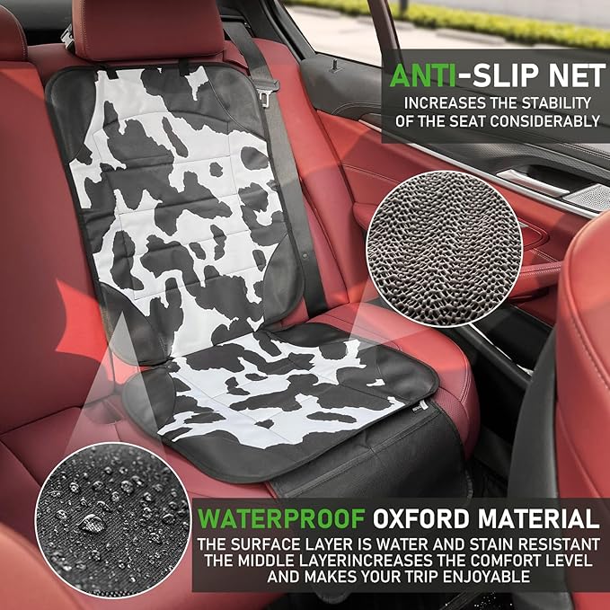 Siivton Car Seat Protector for Child Car Seat,Waterproof Car Seat Cover with Thick Padding, Non-Slip Backing, Protects Fabric & Leather Seats, 2 Mesh Storage Pockets(2 Pack)