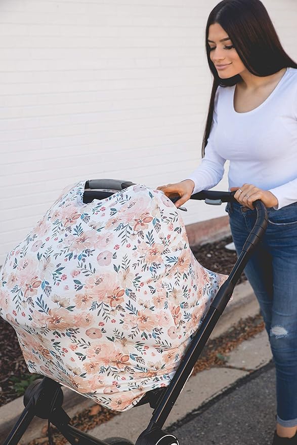 Copper Pearl Multi-Use Cover: Car Seat & Stroller Cover for Sun - Stretchy Fabric, All-Season Use, Stylish Designs, Easy Access for Moms - Autumn