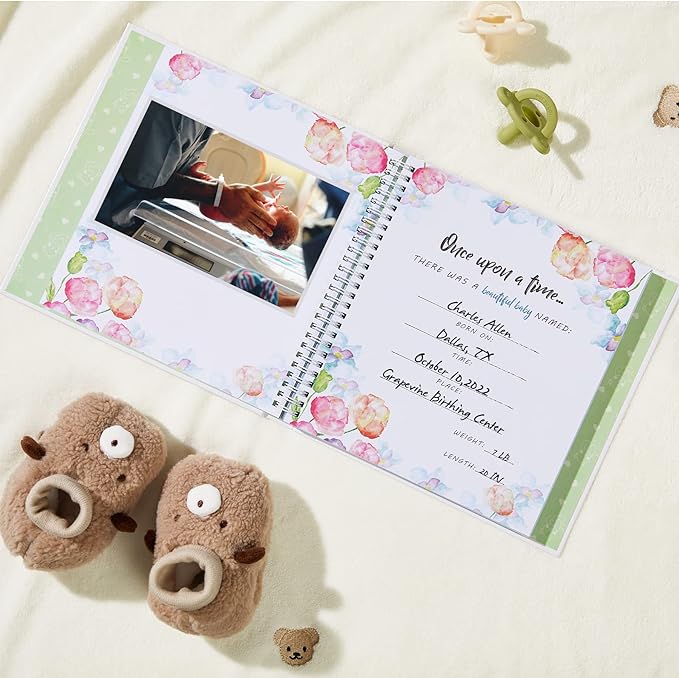 Complete 100 Pages First 5 Years Baby Memory Book and Baby Milestone Book, Easy to Fill Baby Journal From Pregnancy to 5 Years, Hardcover Baby Album and Memory Book, 9.3” x 9.3”