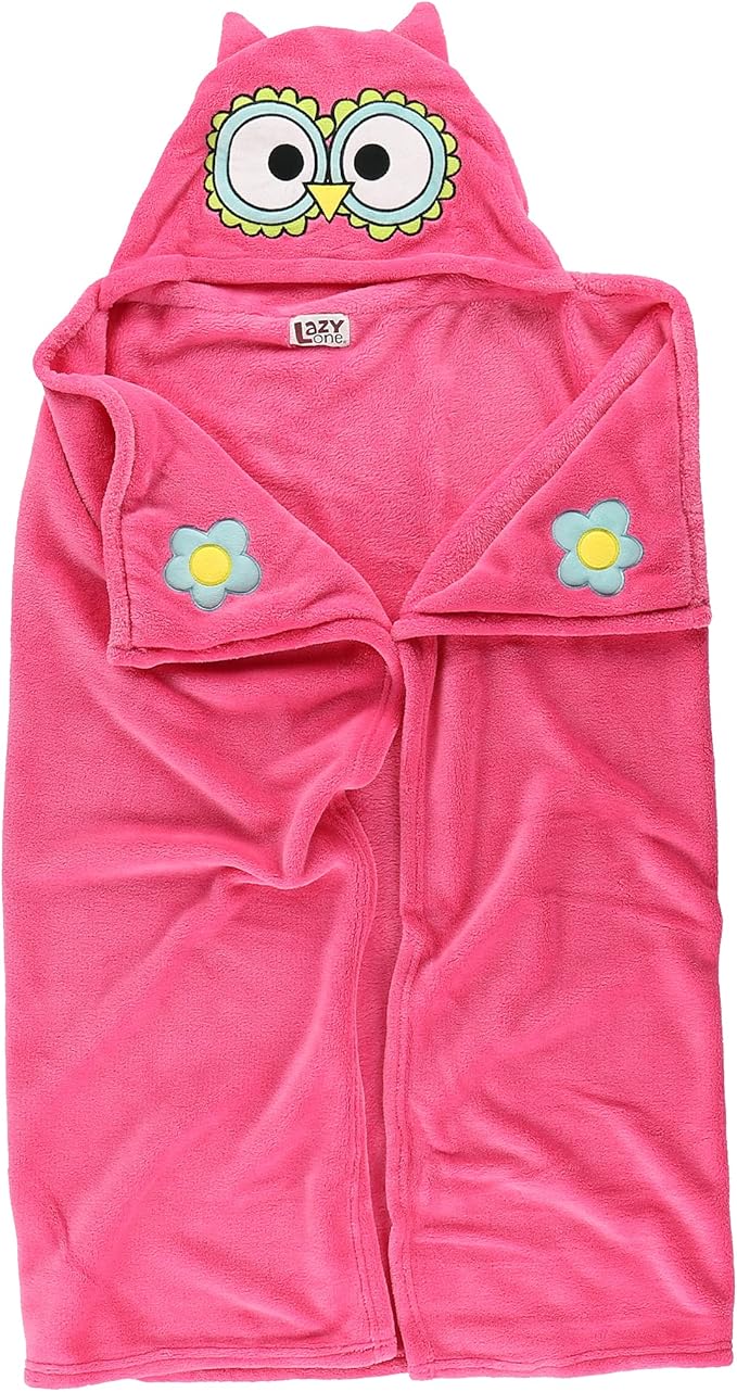 Lazy One Wearable Hooded Blanket for Kids, Animal Hooded Blanket (Owl)