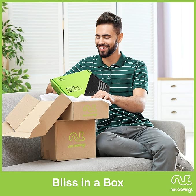 NUT CRAVINGS - Rosh Hashana & Shana Tova Dried Fruit & Mixed Nuts Gift Basket + Green Ribbon (7 Assortments, 2 LB) Food Arrangement, Healthy Snack Care Package, Food Assortments