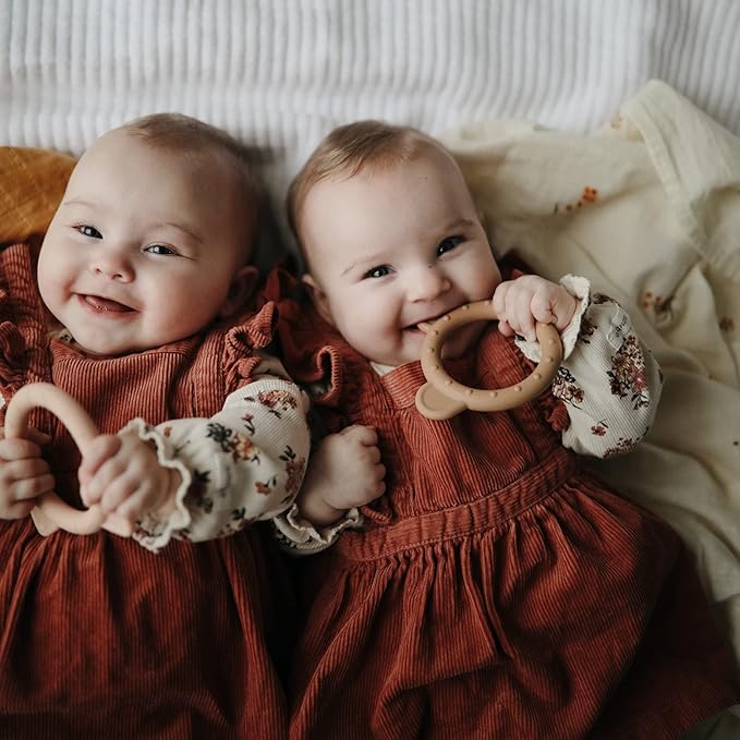 mushie Silicone Baby Teether Toy | Bear (Natural)