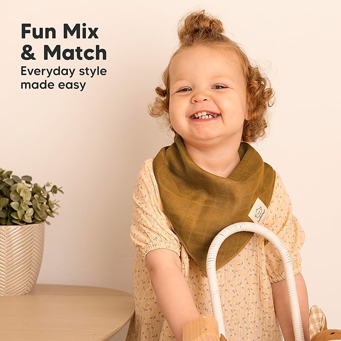 8-Pack Muslin Baby Bibs for Boys, Girls - Muslin Bandana Drool Bibs for Baby Girl & Boy, Drooling Newborn, Teething Toddler, Infant 0-36 Months, 100% Cotton Extra Absorbent & Soft (Eclipse)