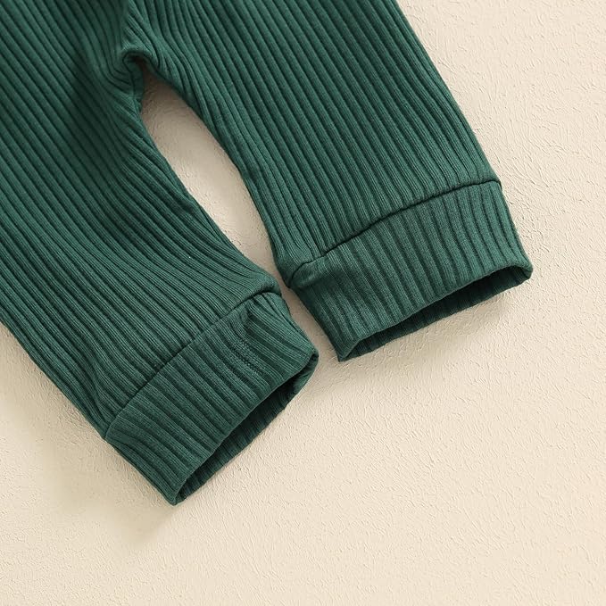 Newborn Baby Boy Girl Clothes Ribbed Knitted Long Sleeve Romper Pants Solid Cotton Infant Fall Winter Outfits 2Pcs
