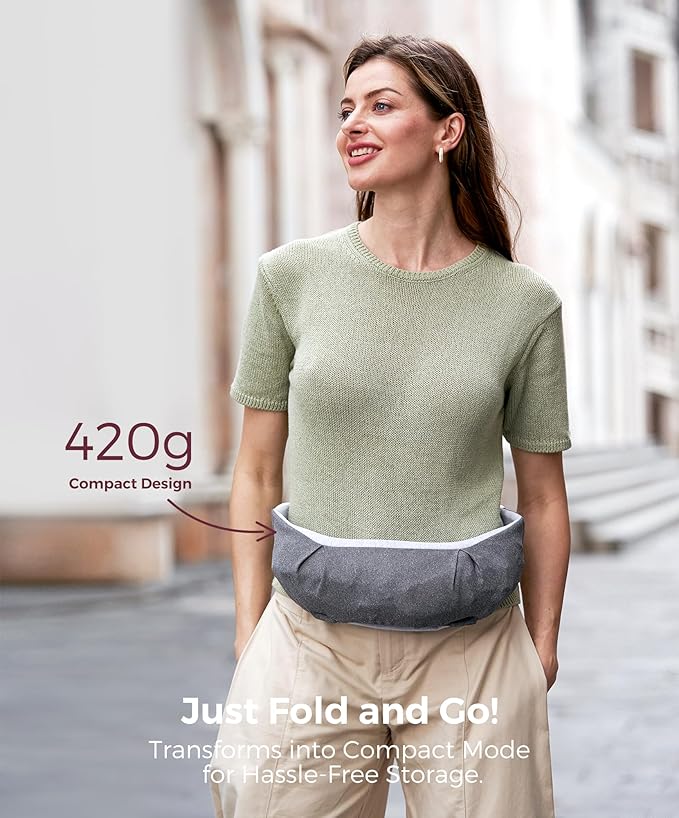 Momcozy Portable Baby Carrier – Compact & Lightweight, Adjustable for Travel, Fold & Go Convenient Storage Hip Pouch, Wide Shoulder Straps, Soft Skin-Friendly Fabric, for Babies 12–35 lbs (Grey)