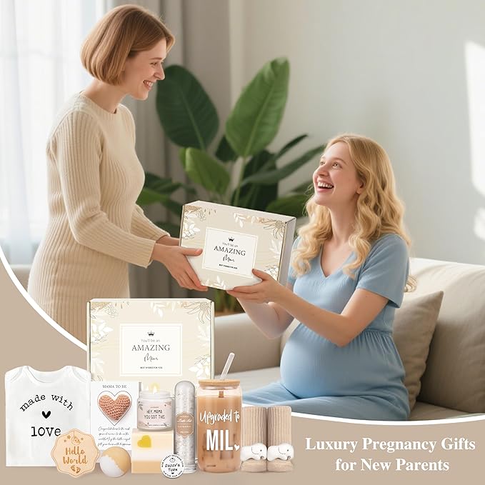 New Mom Gifts for Women, Pregnancy Gifts for New Parents Expecting Mom, New Mom Care Package After Baby, Gender Reveal Gifts, Baby Shower Gifts for Mom to Be, Pregnancy Basket for First Time Moms
