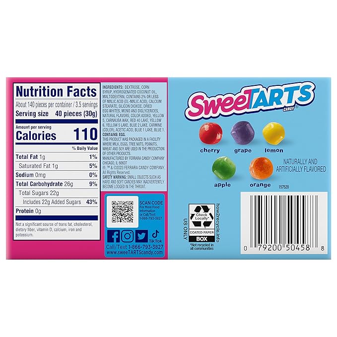 SweeTARTS Mini Chewy Candy, 3.75 Ounce Theater Candy Boxes (Pack of 24)