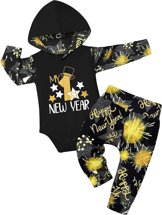 Fommy Newborn Baby Boy Clothes Plaid Letter Print Long Sleeve Hoodies + Long Pants 2PCS Fall Winter Outfits Set