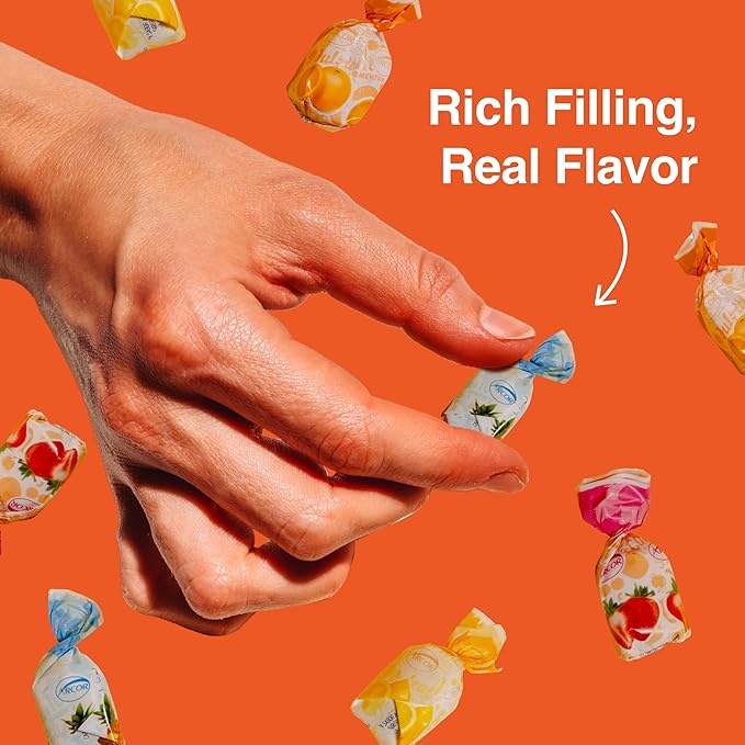 Assorted Fruit Hard Candy Individually Wrapped by Cambie, 6 lbs of Fruit Candy with a Deliciously Sweet Hard Exterior with a Soft, Decadent Filled Center