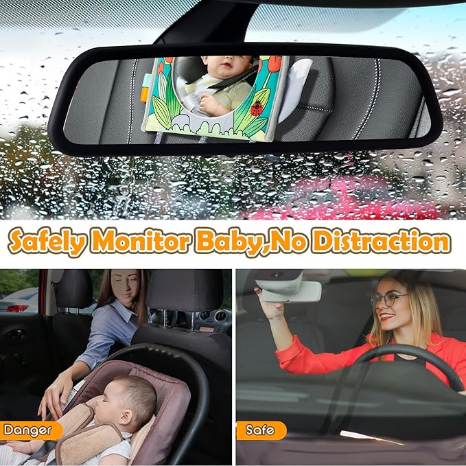 Car Seat Toy, Car Mirror for Baby, Baby Mirror for Car, Baby Car Mirror for Baby Rear Facing, Travel Baby Activity Center with Hanging Engaging Toys for infants Babies 0-6-12-18 Months Boy Girl