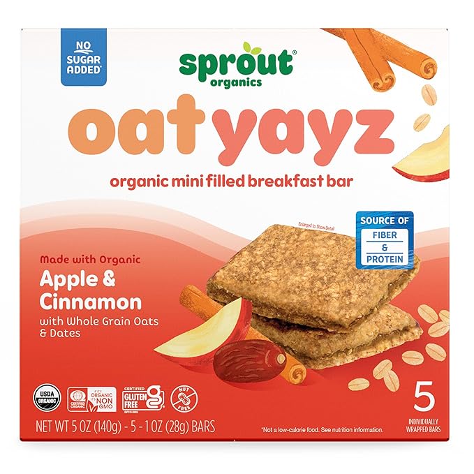 Sprout Organics, Toddler Snack Bars, Apple & Cinnamon, 5 Individual Bars 1 oz Each (6-boxes)