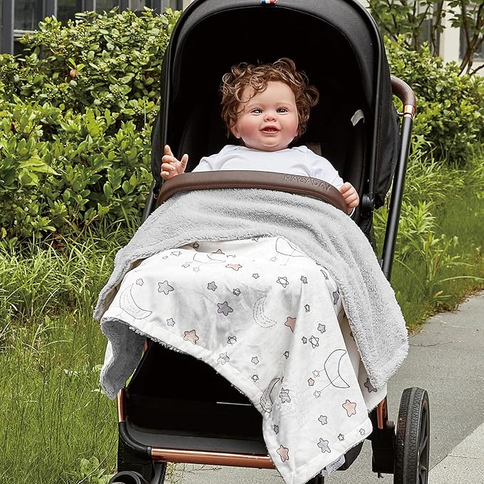 CREVENT 30"X40" Cozy Soft Warm Fleece Baby Blanket for Girls Boys, Newborn Essentials for Infant, Baby Shower Receiving Gift - Mink Blanket 75X100cm + Hugging Bunny