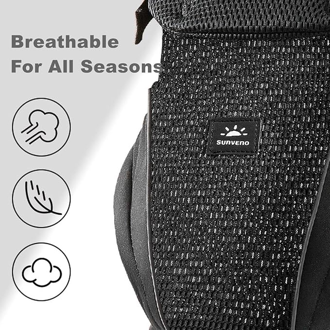 SUNVENO Baby Carrier for Newborn to Toddler – CPC-Certified Breathable Mesh Hip Seat Carrier, Supports 7-45 lbs for Front & Back Carry with Adjustable Waistband, All-Season, Black