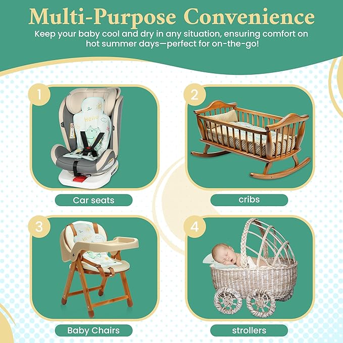 HRPR Car Seat Cooling Pad for Babies & Toddlers | Non Toxic, Soft, Breathable Cooling Mat for Car Seats, Strollers, Cribs | Lightweight, Foldable, Easy Clean Toddler & Infant Cooling Pad (Dinosaur)