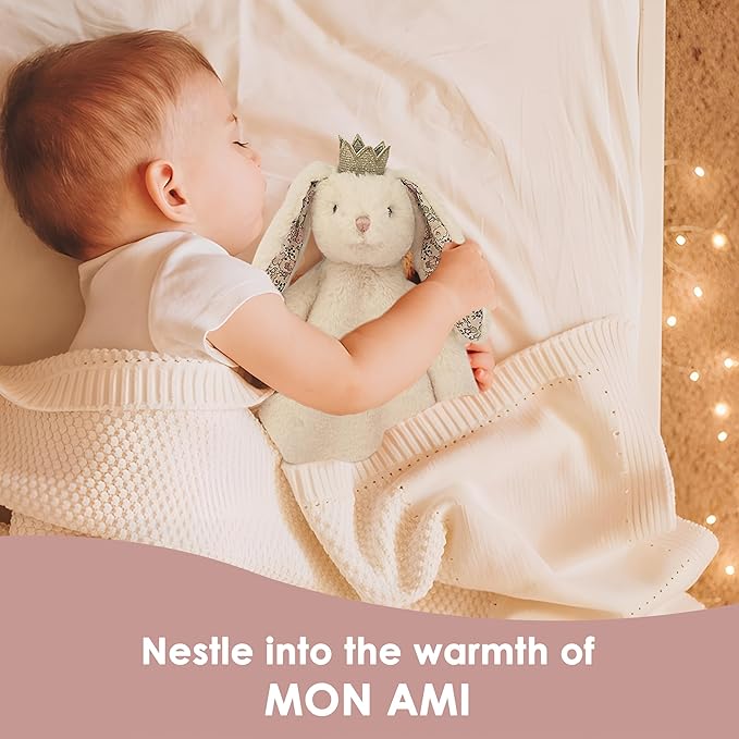 MON AMI Princess Bunny Baby Security Blanket | Soft Plush Lovey for Infants & Toddlers | 15" Snuggle Comforter | Newborn Essential