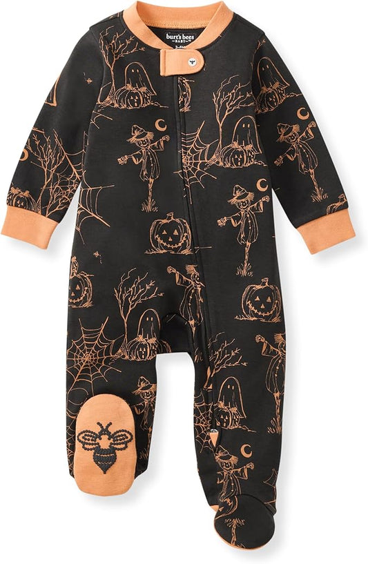 Burt's Bees Baby Baby Girls Pajamas, Zip Front Non-Slip Footed Sleeper Pjs, 100% Organic Cotton