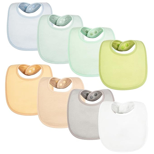 Tiny Twinkle 8 Pack Baby Food Bibs for Eating - Waterproof & Absorbent 6-12 Months Infant Bibs, OEKO-TEX Certified Drooling Bibs for Baby Led Weaning(Boy Macaron 8-Pack)