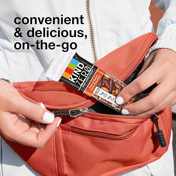 KIND ZERO Added Sugar Bars, Peanut Butter Dark Chocolate, Keto Friendly Snacks, Gluten Free, 5g Protein, 5 Count (Pack of 2)