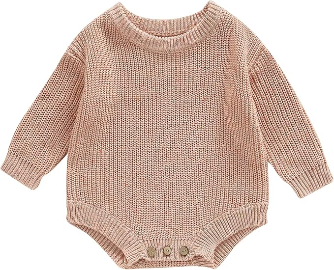 FYBITBO Baby Girl Boy Sweater Knit Oversized Pullover Sweatshirt Romper Onesie Warm Fall Winter Clothes Outfit Newborn