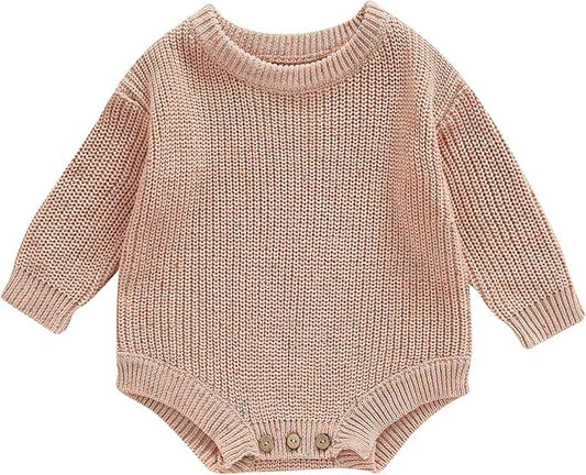 FYBITBO Baby Girl Boy Sweater Knit Oversized Pullover Sweatshirt Romper Onesie Warm Fall Winter Clothes Outfit Newborn