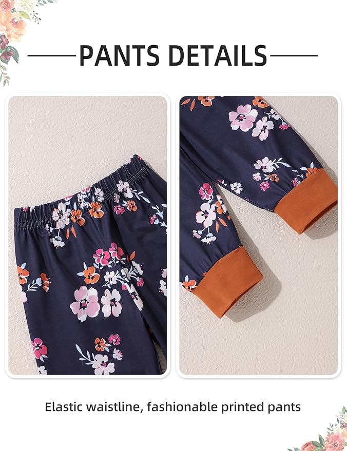 oklady Toddler Baby Girl Clothes Solid Color Ruffle Tops Floral Pants with Headband Fall Winter Cute Girl Outfits