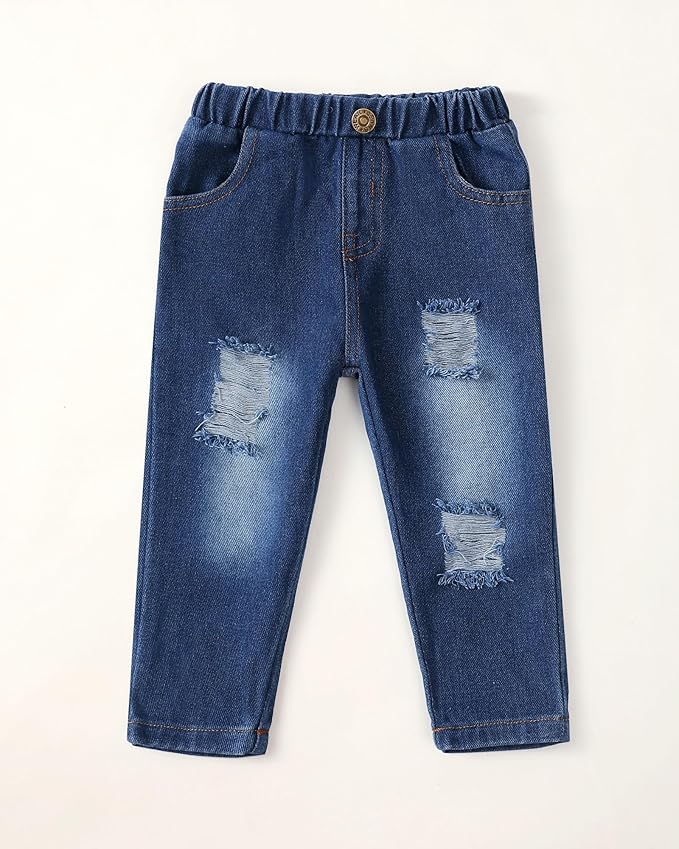 NZRVAWS Baby Boy Clothes Toddler Boy Outfit 2 3 4T 6 12 18 24 Month Fall Winter Hoodie Ripped Jeans Clothing