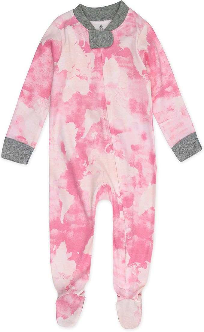 HonestBaby Non-Slip Footed Pajamas One-Piece Sleeper Zip-Front Pjs 100% Organic Cotton for Baby Girls