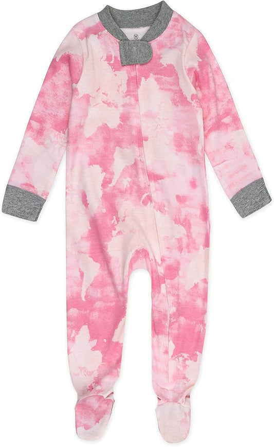 HonestBaby Non-Slip Footed Pajamas One-Piece Sleeper Zip-Front Pjs 100% Organic Cotton for Baby Girls