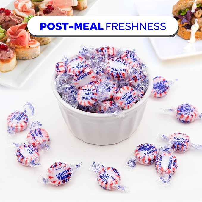 Sugar Free Starlight Mints - 1 Pound Pack (About 90 Count) - Peppermint Hard Candy - Individually Wrapped Sugar Free Mints