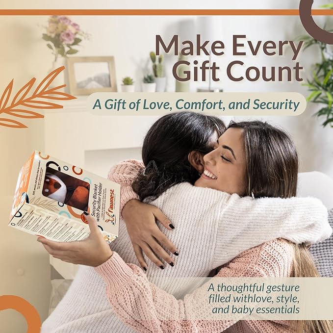 Baby Lovey Security Blanket Newborn - Plush Stuffed Animal with Pacifier Holder, Gender Neutral Baby Gift, Cozy Blanket for Boy & Girl Patterned