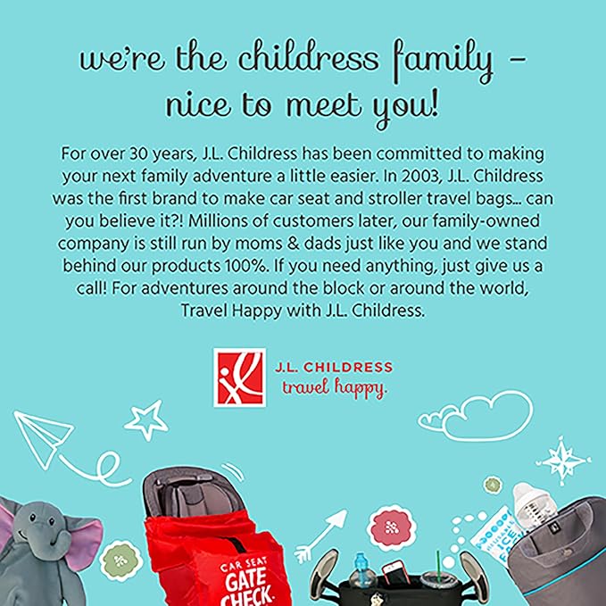J.L. Childress Gate Check Bag for Car Seats - Travel Bag for Airplane, Fits All Baby & Infant Car Seats, Airport Accessories for Gate Check, Flying Essentials, AirTag Compatible - Red