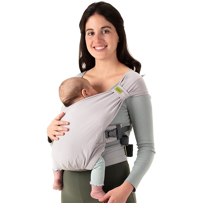 Boba Bliss Pre-Wrapped Baby Carrier with Buckle - Newborn to 7-35 lbs Light, Breathable & Easy to Adjust Hybrid Infant Sling & Toddler Carrier - Certified Hip-Healthy for 0-18 Months - Gray