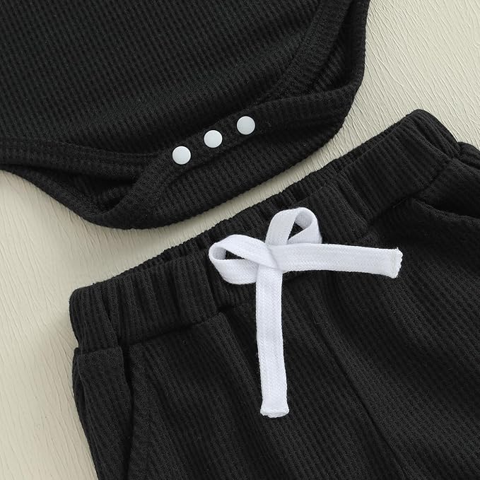 Kupretty Baby Boy Clothes 3 6 12 18 Months Fall Winter Outfit Mama's Boy Embroidery Waffle Long Sleeve Romper Pants Set